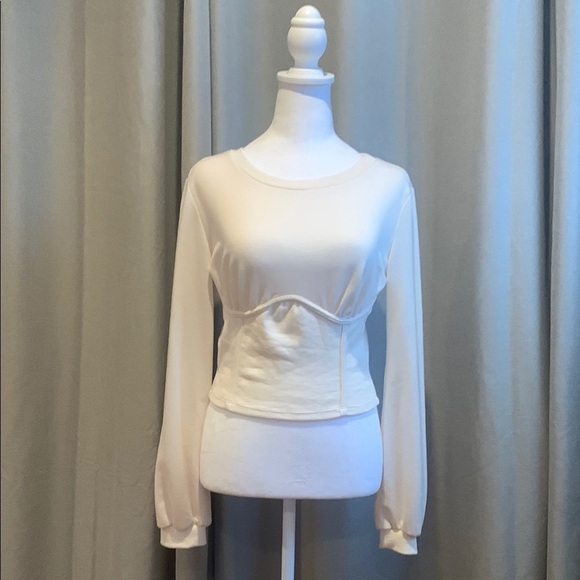 Princess Polly Tops - Princess Polly White Fitted Bustier Long Sleeve Blouse Size 6